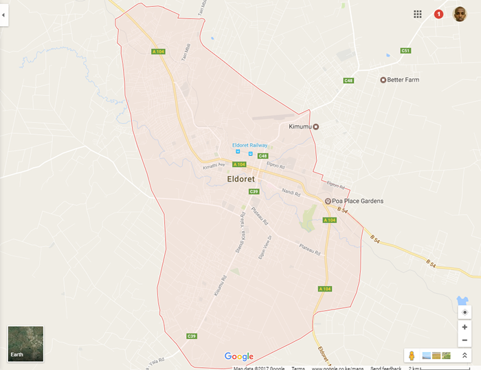 Eldoret Town Map
